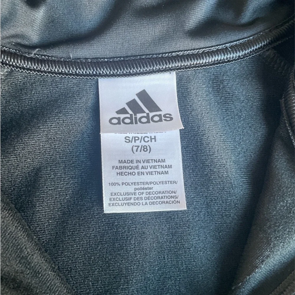 Adidas black and white jacket size 7/8 - Picture 3 of 3